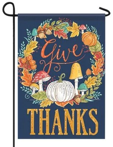 Give Thanks Wreath Glitter Garden Flag - Picture 1 of 1
