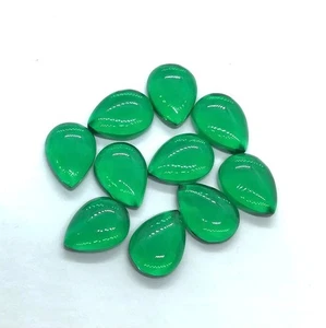 Fine Synthetic Emerald Pear Cabochon AAA Loose Gemstone For Making All Jewelry - Picture 1 of 8