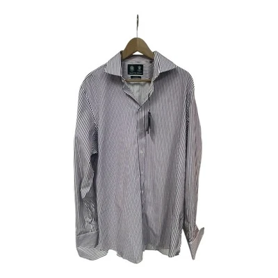 AUSTIN REED Striped Shirt Long Sleeve Smart Wedding Races Work Size Regular 17 - Image 1 of 4