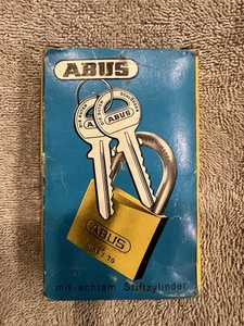 Vintage 1970's ABUS EC85/70 Brass Padlock  70mm Hardened Shackle Made in Germany - Picture 1 of 11
