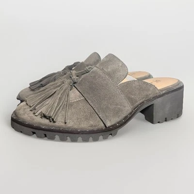 Туфли женские Johnston & Murphy Alice с бахромой серые замшевые на каблуке Mule 6 - Изображение 1 из 4