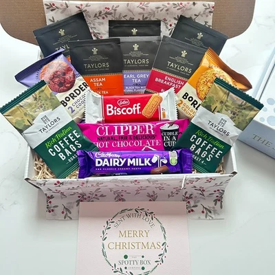 TAYLOR'S, BORDER, CLIPPER, SPOTTY BOX COMPANY LTD Christmas Tea & Biscuit Hamper, Tea Lovers, Luxury Afternoon Tea, Gift for her