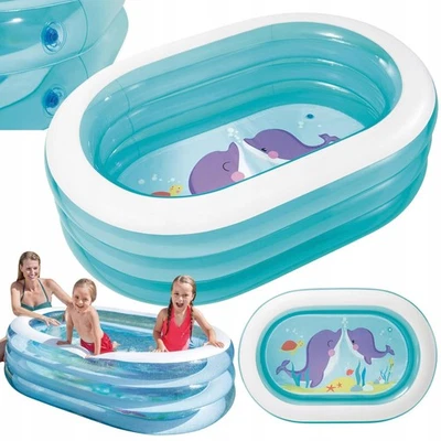 Kinderpool aufblasbar oval 163x107x46cm Planschbecken Garten bunt PVC - Bild 1 von 3