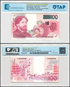 Belgium 100 Francs, 1995-2001 ND, P-147a.1, UNC Authenticated - Picture 1 of 1