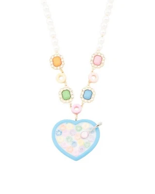 NUEVO CON ETIQUETAS Betsey Johnson Tazón y cuchara de cereal en forma de corazón con collar de perlas de imitación Foto 1 de 2