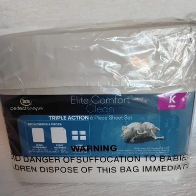 SERTA Perfect Sleeper King Size 6 Pc Bed Sheet Set, NWT, MicroFiber Cream Color  - Image 1 of 4