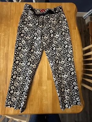 Pantalones OSCAR Oscar de la Renta Mujer Talla 6 Blanco y Negro Floral E413 Foto 1 de 4