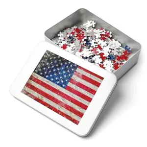 Distressed American Flag on Brick Wall Print 252 Piece Puzzle - Made in America - Picture 1 of 4