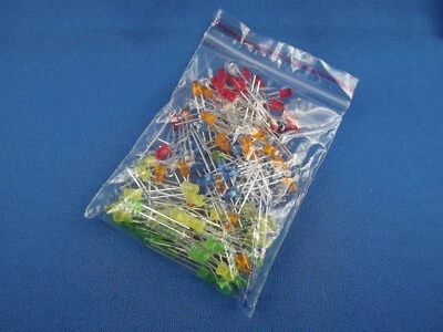 LED Sortiment #5 120 Stück 3mm, je 20 Stück weiß, gelb, rot, grün, blau, orange - Bild 1 von 2