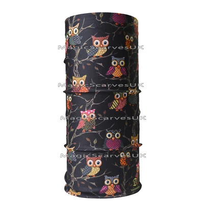 Owls Ladies Snood Biker Face Mask Neck Tube Warmer Multifunction Scarf
