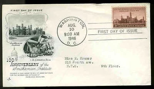 943 SMITHSONIAN FDC WASHINGTON, DC ARTCRAFT CACHET HAND CANCEL - Picture 1 of 1