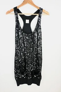 Sass & Bide 100% Silk Black sequinned racer back camisole size S/UK8 - Picture 1 of 7