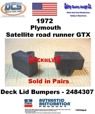 Plymouth Satellite Road Runner GTX 1972 cubierta tapa parachoques 2484307 nuevo MoPar EE. UU. Foto 1 de 2