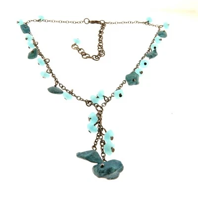 Collar Express Cuentas Howlita Vidrio Azul Cuelga Y 1.5*20 Foto 1 de 4