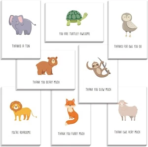 Juego de 48 tarjetas de agradecimiento, paquete de tarjetas de notas de agradecimiento Animal Pun, divertido agradecimiento Ca - Imagen 1 de 7