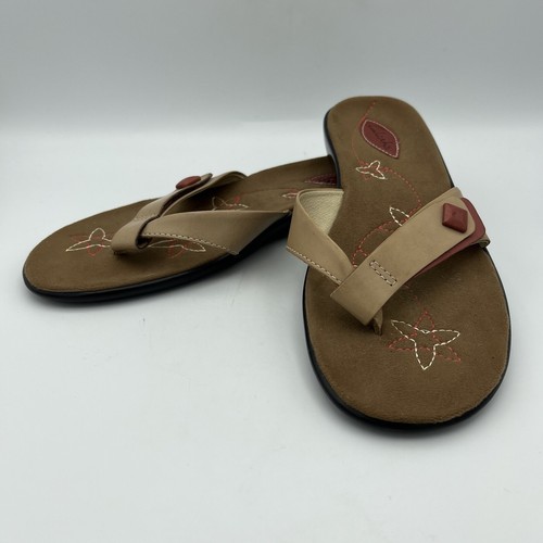 Clarks sandalo donna 7 M pelle perizoma boho infradito marrone beige 72503