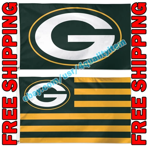 Deluxe Green Bay Packers Logo USA Stars Stripes Flag Banner 3x5 ft NFL Fan 2021 Cover