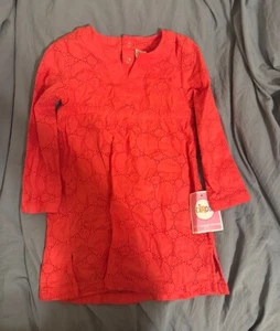 NWT Circo Girls Coral Vintage Polka Dot Eyelet Side-Slit Woven Cover-Up; Size 5 - Picture 1 of 8