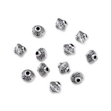 50 Tibetan Silver Alloy Bicone Metal Beads Carved Loose Spacer Nickel Free 6.5mm