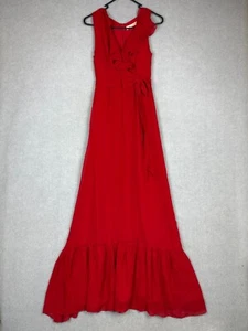 Alannah Hill Dress Womens 6 Red Pure Silk Maxi Drop Waist Ruffle Lined Maxi - Picture 1 of 7
