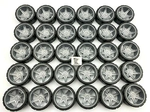 30 NEW Knex Racing Tires Small 1-5/8" Silver Spoke Wheels - K'nex Parts - Picture 1 of 6