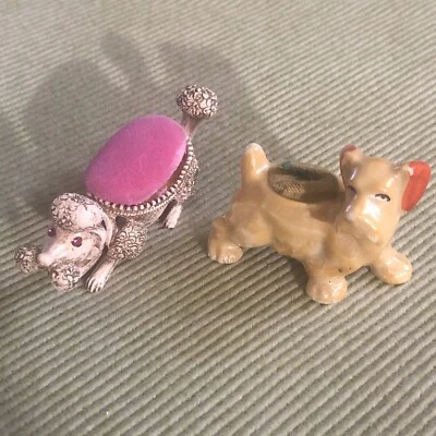 Beautiful Vintage Pin Holders 1 Metal 1ceramic - Image 1 of 4