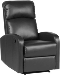 Silla de salón con brazo reclinable con reposapiés ajustable - cuero PU negro - Imagen 1 de 5