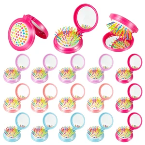 18 Pcs Folding Travel Mirror Hair Brushes round Folding Pocket Hair Brush Mini P - Picture 1 of 7