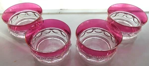 Indiana Colony Glass 4 Clear with Ruby Band Kings Crown 4" Bowls - Picture 1 of 10