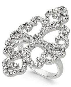 INC International Concepts Silver-Tone Pavé Statement Ring Size 8 - Picture 1 of 1