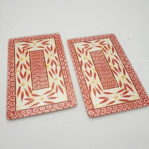 Temptations by Tara Old World 2 Pc Rectangular Trivet Glass Old World Cranberry - Picture 1 of 6
