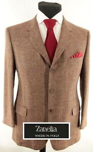 Zanella Men's Brown Wool 3 Button Sport Coat Blazer Jacket Size 44