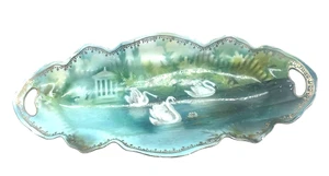 Gorgeous Vintage RS Prussia Marked Celery Dish, Swimming Swans, Gazebo - Picture 1 of 3