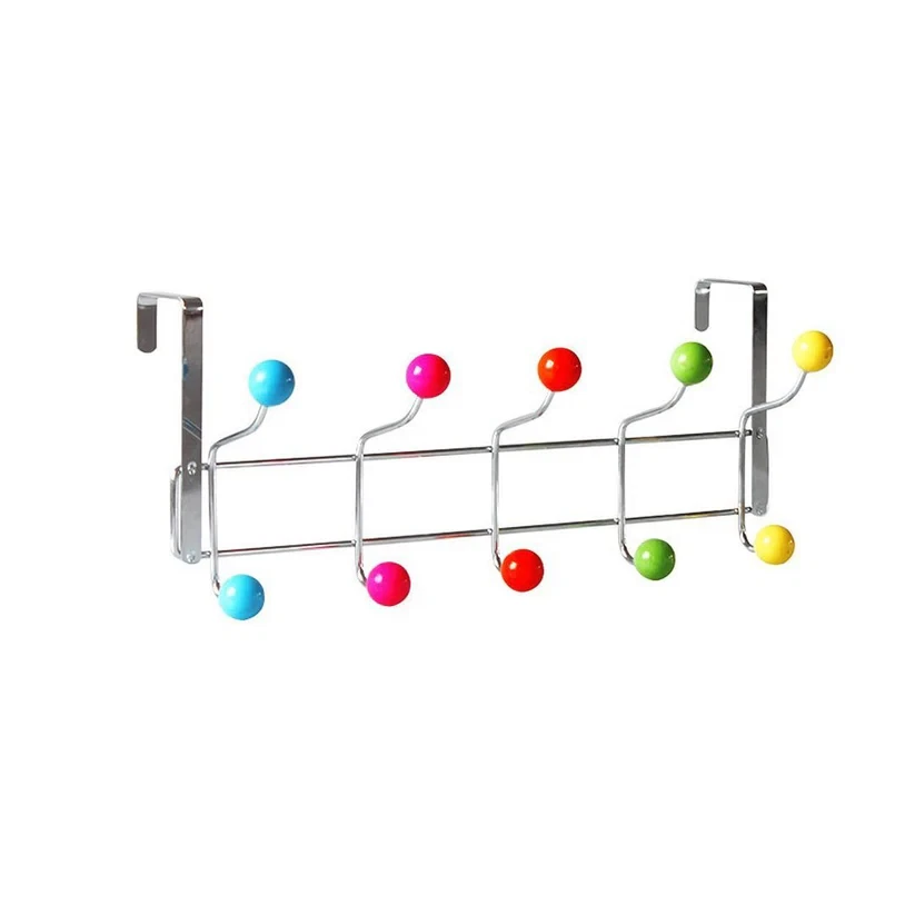 10 HOOKS OVER THE DOOR HOOKS CHROME WASH ROOM COAT HANGER CLOTHES TOWEL STORAGE - Image 1 of 1