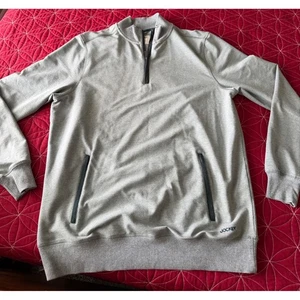 Jockey Mens Gray Pullover Long Sleeve 1/4 Zip Sweatshirt Casual Sz L - Picture 1 of 9