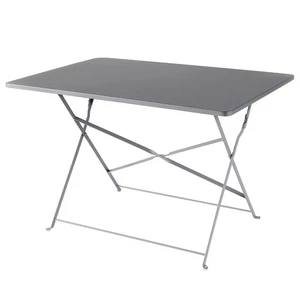 Folding Table Balcony Patio 4 Seat Space Saving Steel Grey Lightweight Rectangle - Picture 1 of 6