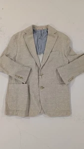 Borgo28 Blazer Mens M Beige Linen Cotton Knit Texture Sport Coat Portugal - Picture 1 of 9