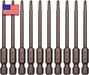 10Pcs Magnetic Torx Head Screw Driver Bits 75Mm/3Inch Long 1/4Inch Hex Shank Sec - Picture 1 of 8