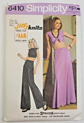 De Colección Años 70 Simplicity Coser Patrón 6410 Misses Tejido Midriff Top Falda Pantalones Talla 12 UC Foto 1 de 3