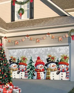 Christmas Garage Door Cover 7x16Ft Banner, Xmas Berry Winer Snowflake Snowman... - Bild 1 von 6
