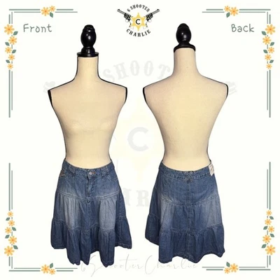 Falda vaquera vintage Y2K Younique bordada en capas para mujer talla 7 azul Foto 1 de 4