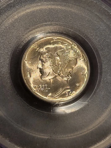 1940 Mercury Dime PCGS MS65FB Old Green Holder Cover