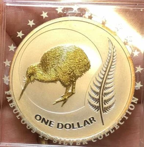 New Zealand one 1 Dollar 2011 KIWI 1 oz silver gold plated fabulous collection - Picture 1 of 2