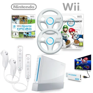 Consola Nintendo Wii blanca adaptador HDMI + mando a mando ORIGINAL - Mario Kart Wii Sports - Imagen 1 de 11