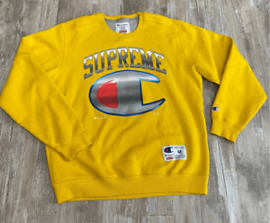 Supreme Champion Mens Chrome Gold Sweatshirt Sz Medium