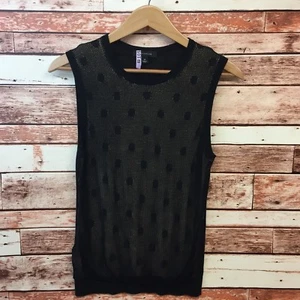 Ann Taylor Damen schwarz/neutral gepunktet Tank Bluse. Größe M. - Bild 1 von 6