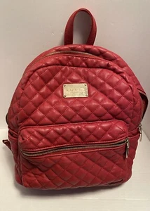 BEBE Red Quilted Large Backpack Designer Academia - Picture 1 of 10