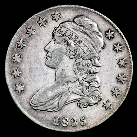 1835 CAPPED BUST HALF DOLLAR ✪ AU ALMOST UNC DETAILS ✪ 50C SILVER COIN ◢TRUSTED◣ Cover