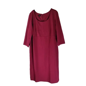 Abito Talbots donna 14W bordeaux maglia midi elasticizzato manica 3/4 carriera ufficio - Foto 1 di 10