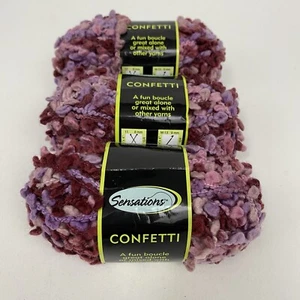 Lot of 3 New Sensations Confetti Purple Yarn #565 Bulky 50gr Each - Picture 1 of 5